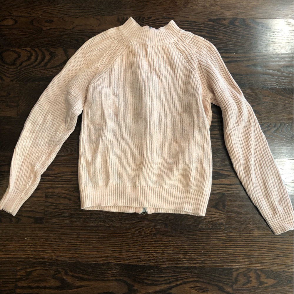 H&M Chunky Knit Sweater in Soft Peach with Zipper Detail on Back Size XS